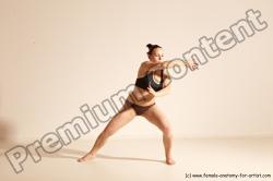 Underwear Martial art Woman White Moving poses Average long colored Dynamic poses Academic